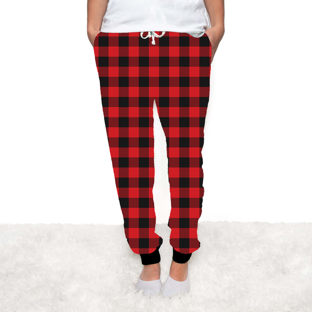 Red Plaid Flannel Red And Black Pajamas Flannel Pants Red Red