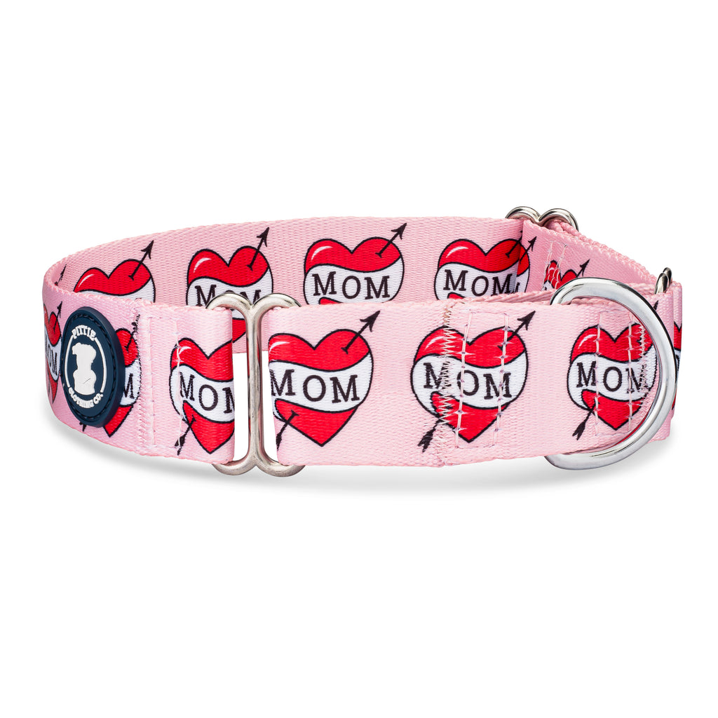 Pink 'MOM' Heart Tattoo Collar