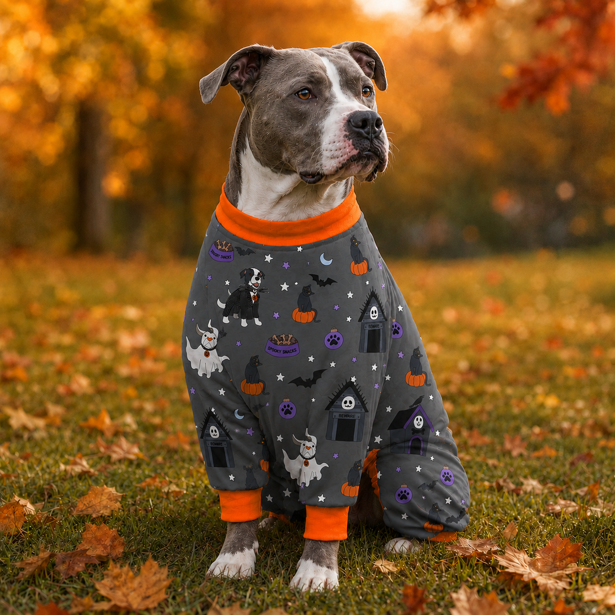 *PRE-ORDER* Nightmare Before Pitmas - Gray Pitbull Pajamas