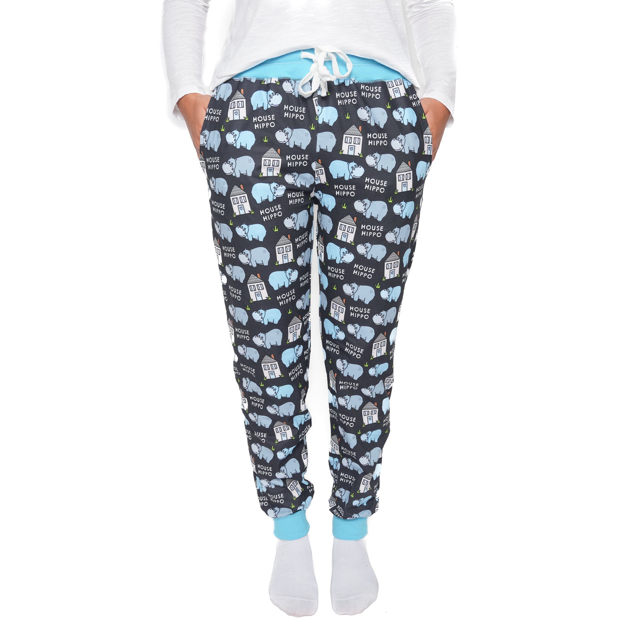 Black 'Pitty-potamus' Pajama Pants