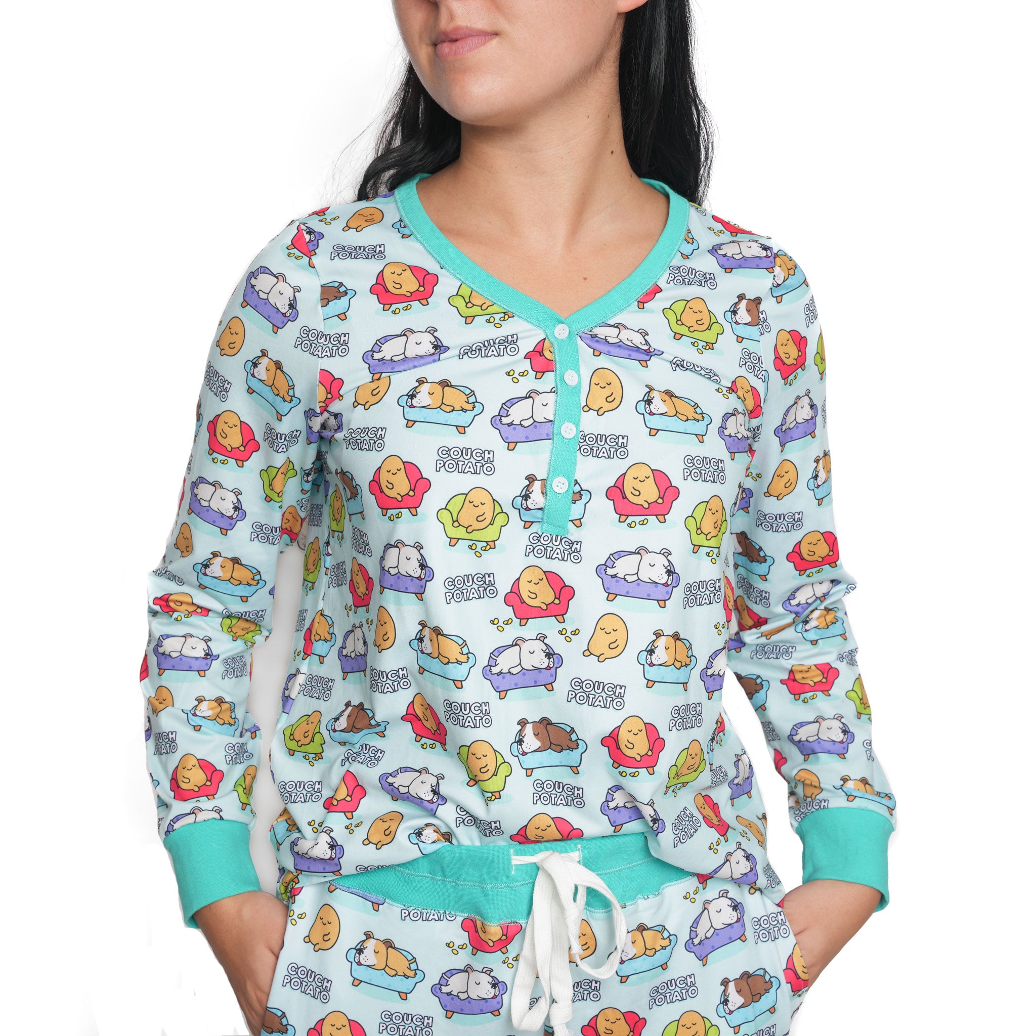 Couch Potato Women's Top- Blue