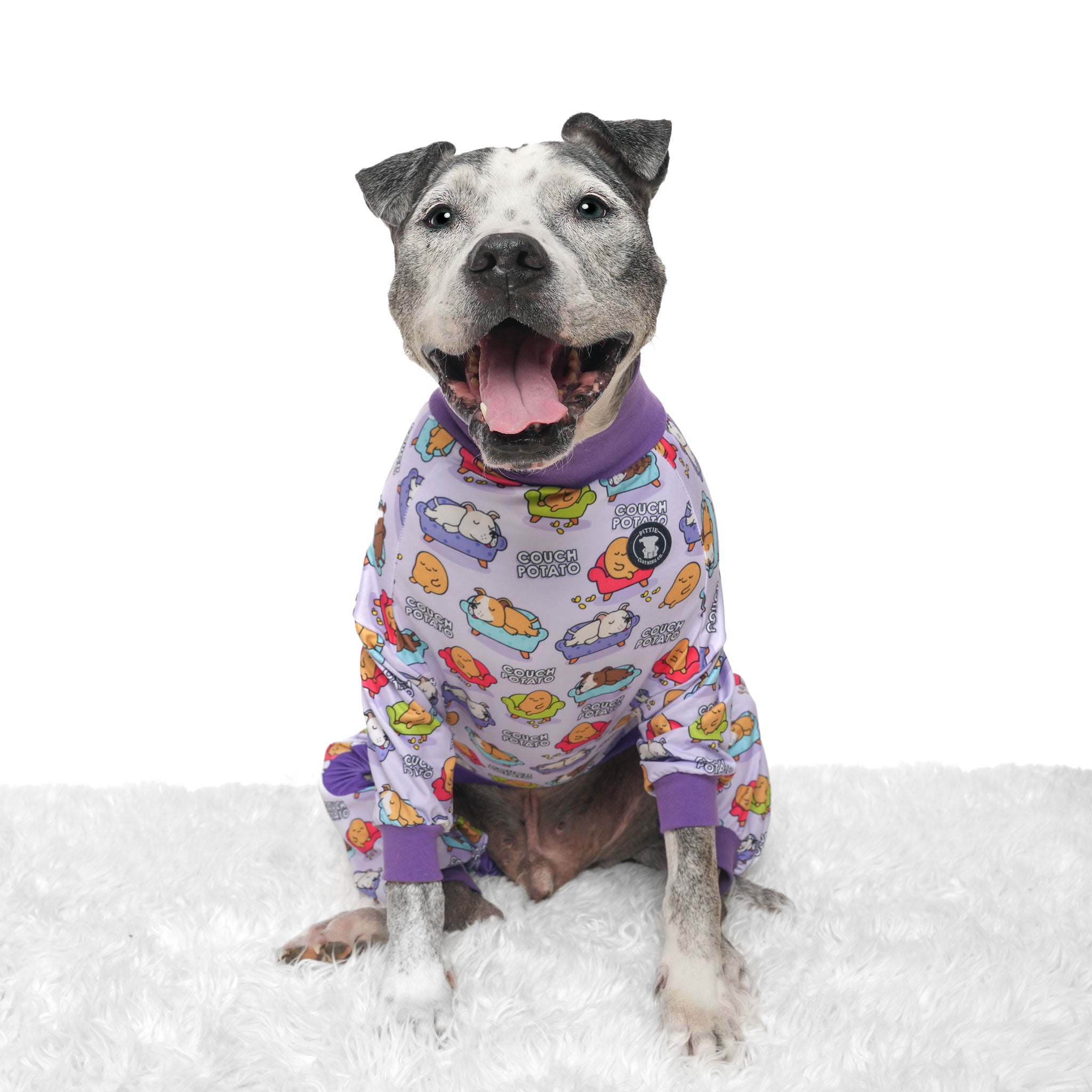 Couch Potato Pitbull Pajamas- Purple