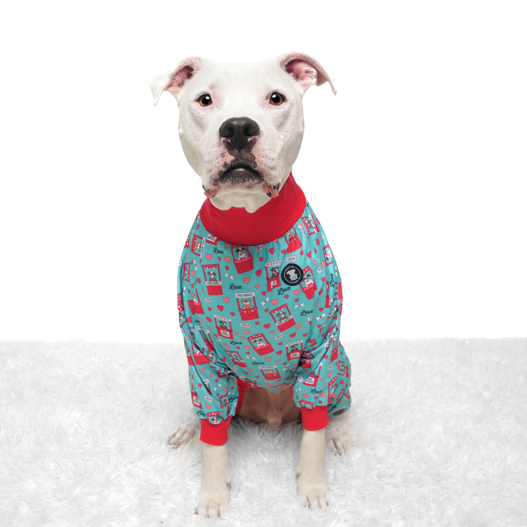 Pittie Kissing Booth Pitbull Pajamas - Teal