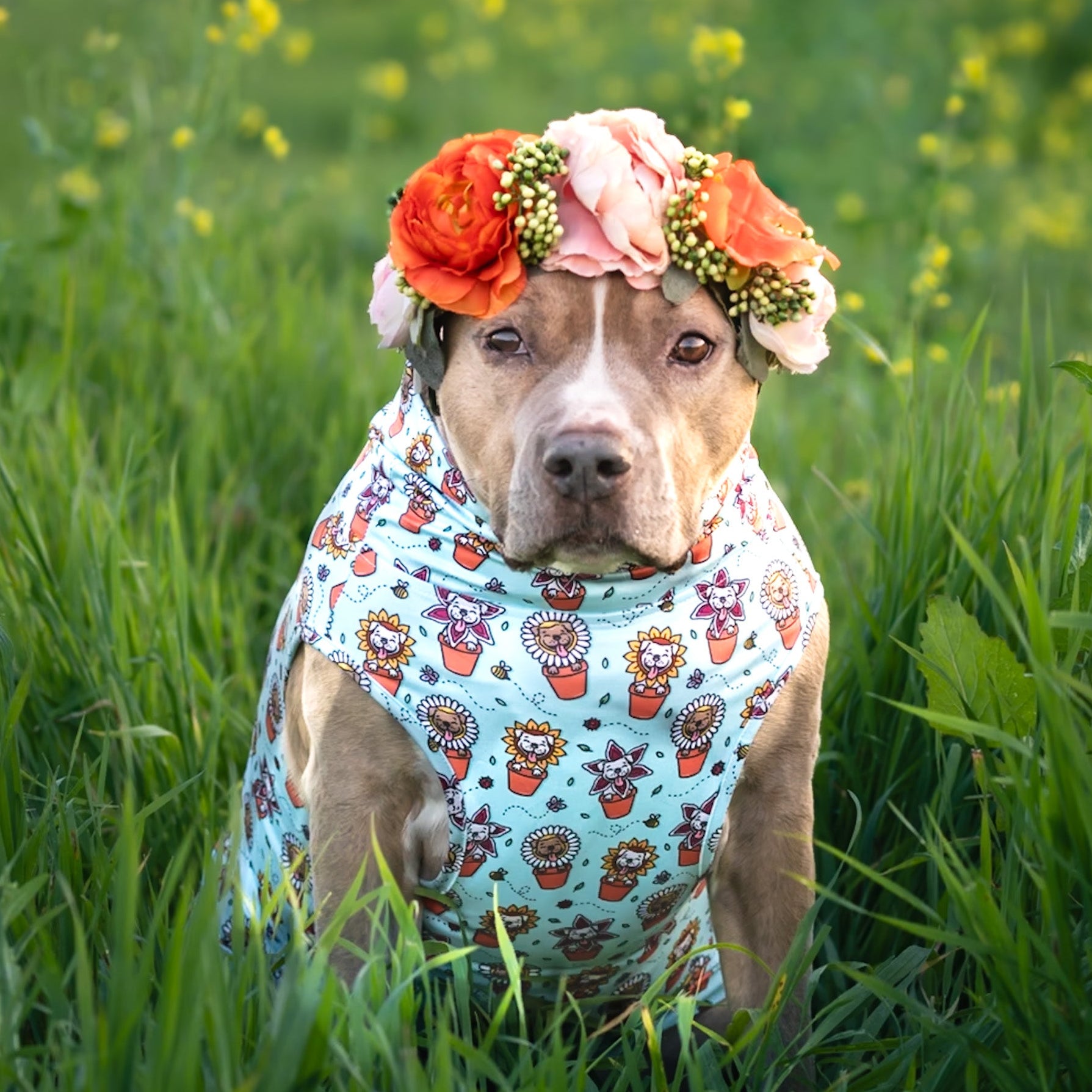 Pittie Little Flowers Muscle Tee