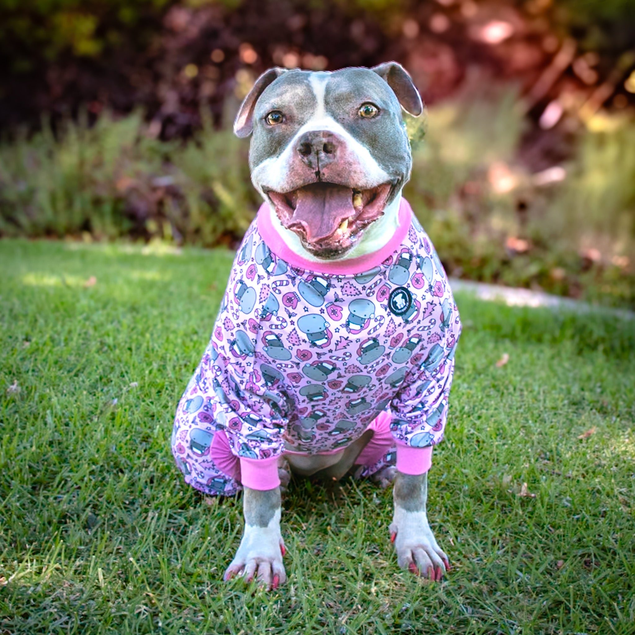 Pink Christmas Hippo Pitbull Pajamas