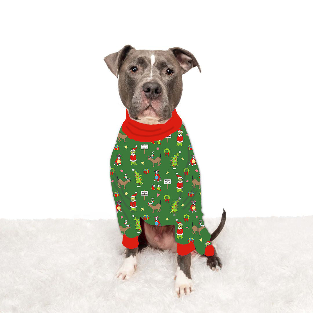 How the Pittie Stole Christmas- Green Pitbull Pajamas