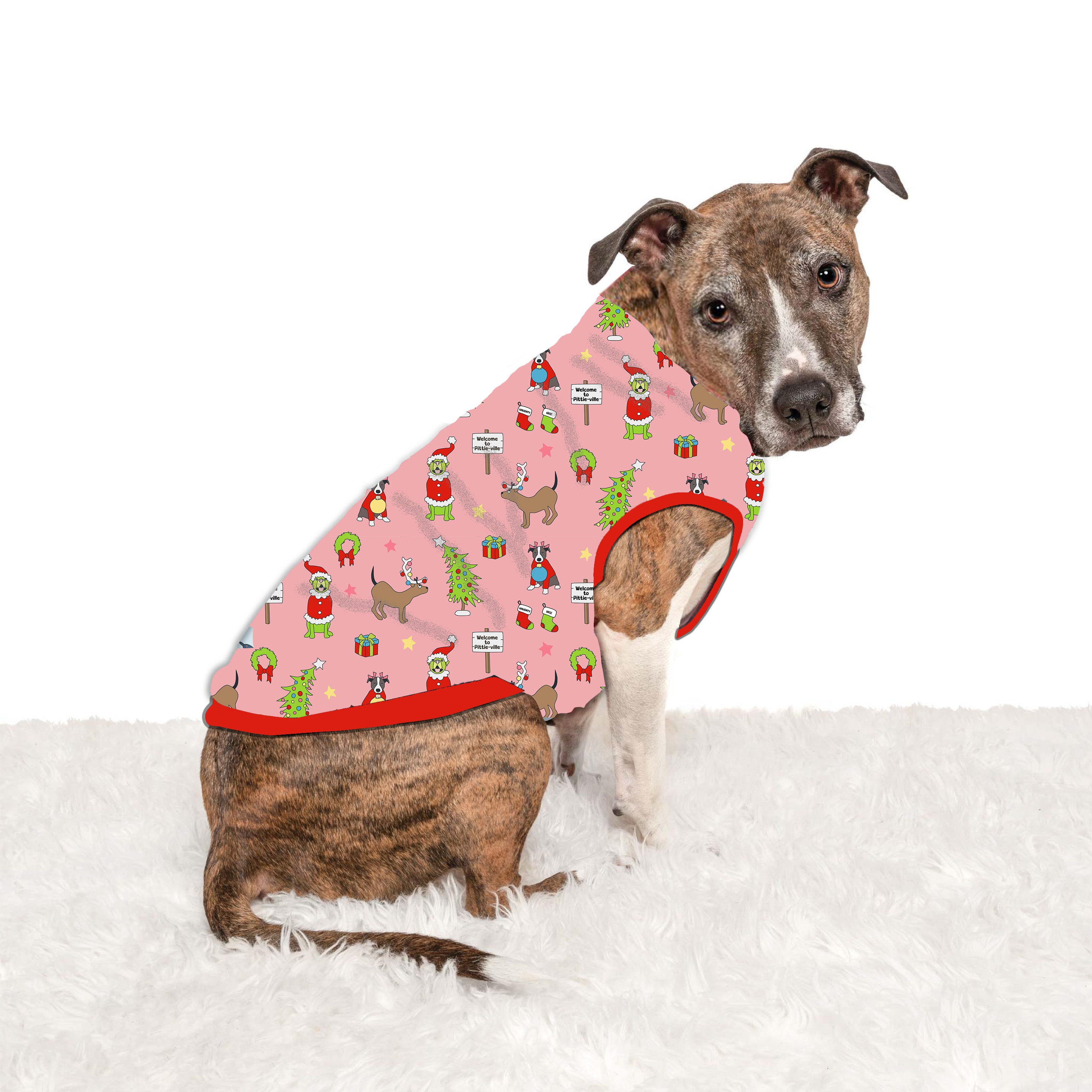 How the Pittie Stole Christmas- Pink Muscle Tee