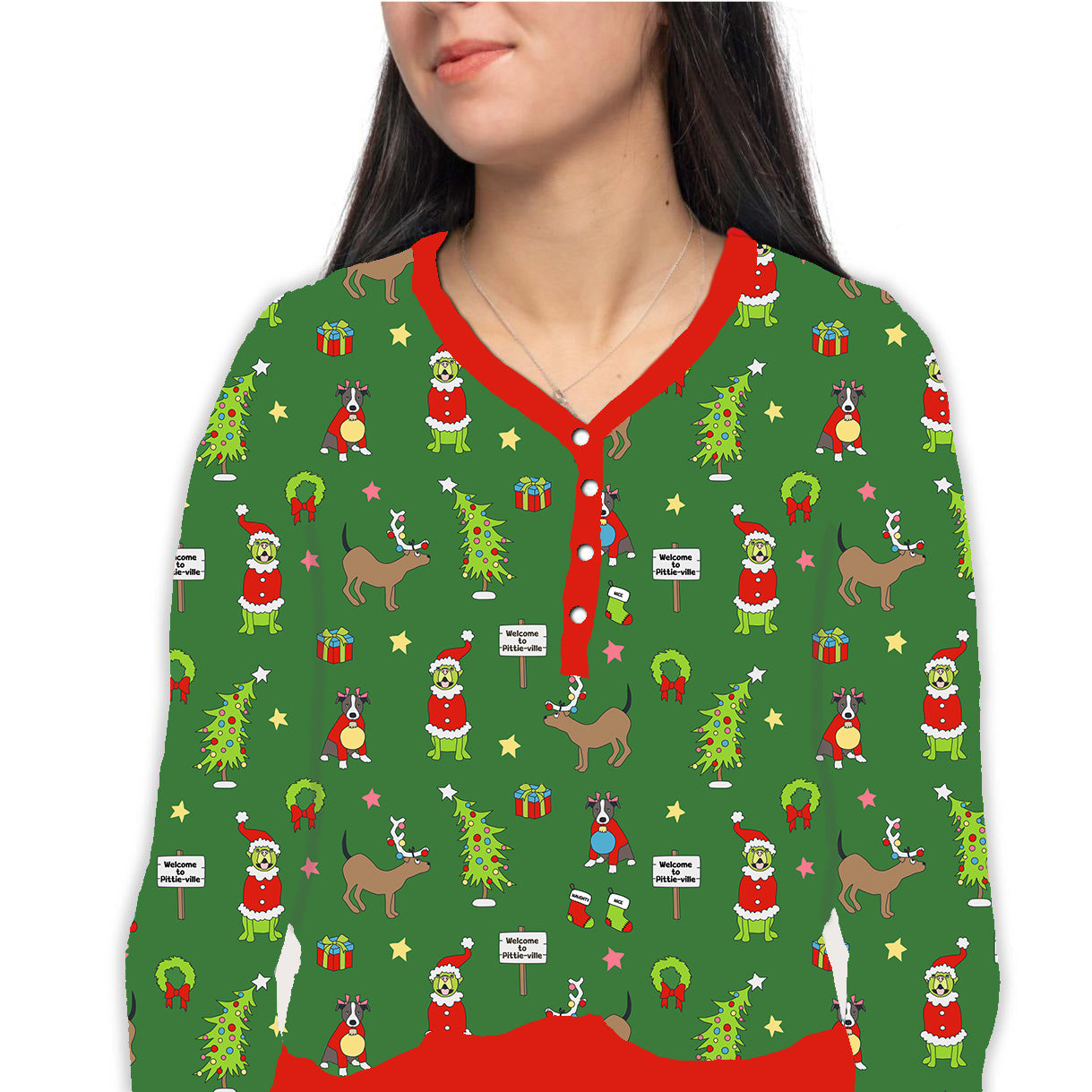 How the Pittie Stole Christmas- Green Women's Top