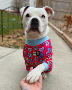 'I'll Always Chews You' Pit bull Pajamas- Deep Pink/Red