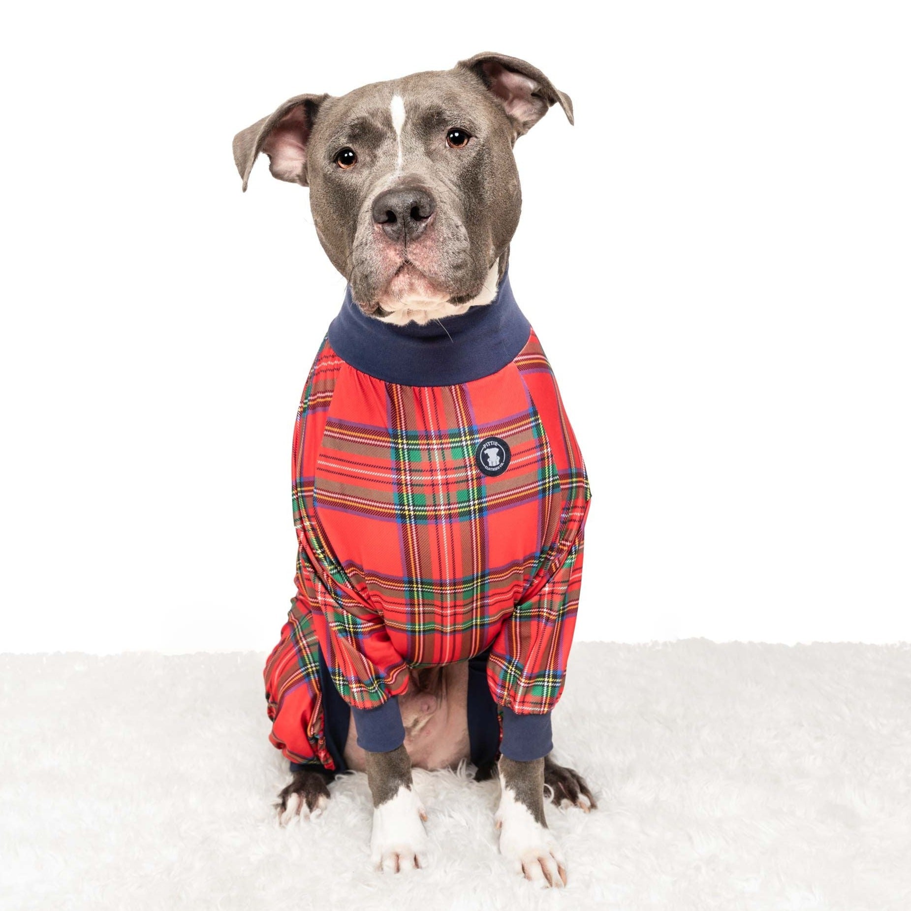 Red Tartan Plaid Pit bull Pajamas