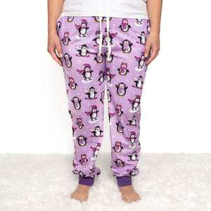 Purple 'Winter Waddle-land' Unisex Pajama Pants