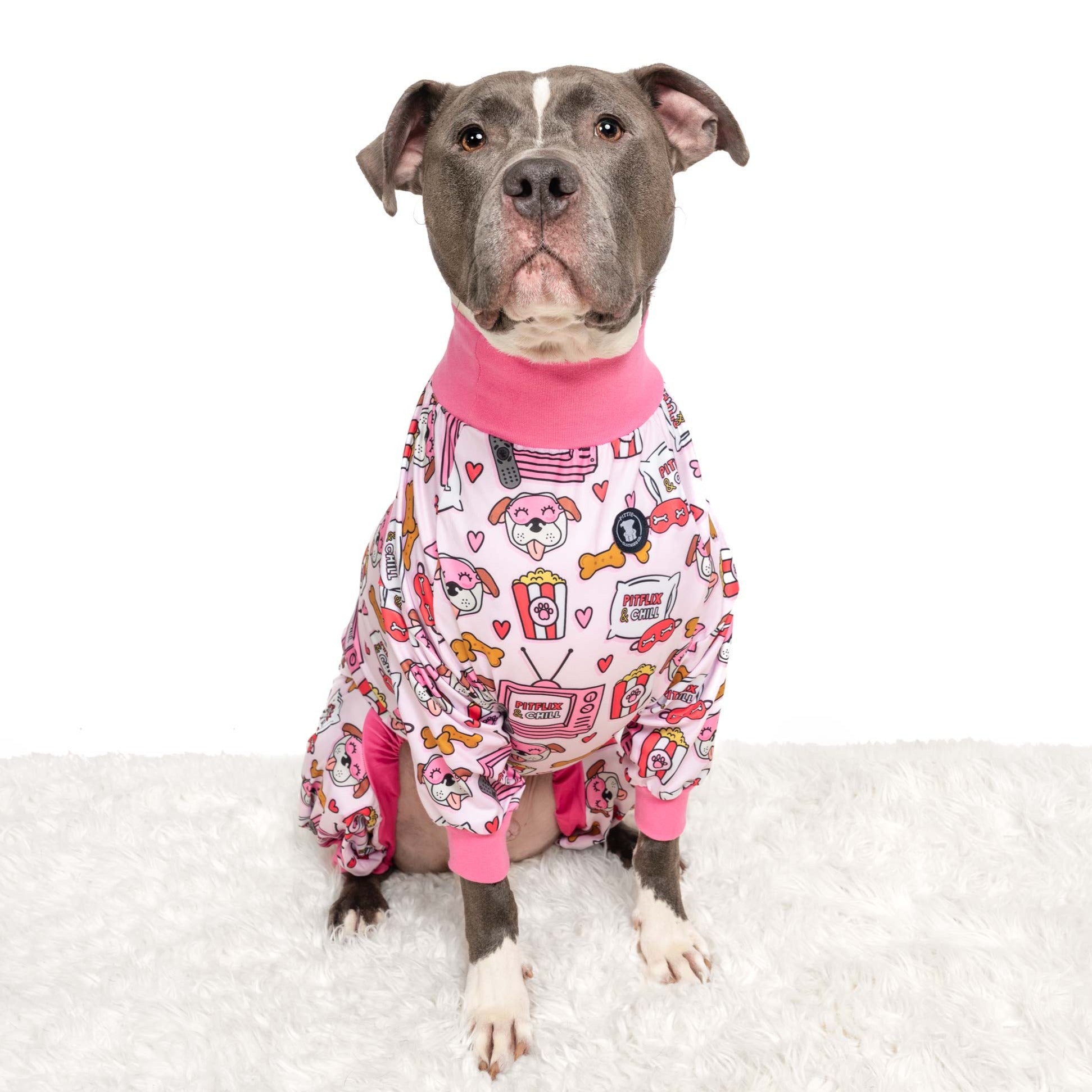 Pink 'Pitflix & Chill' Pit bull Pajamas