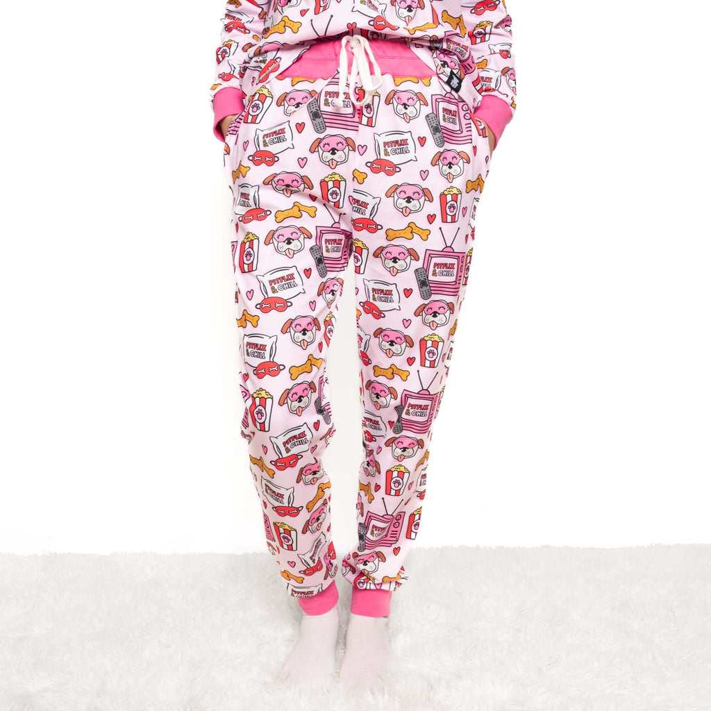 Pink 'Pitflix & Chill' Pajama Pants – Pittie Clothing Co.