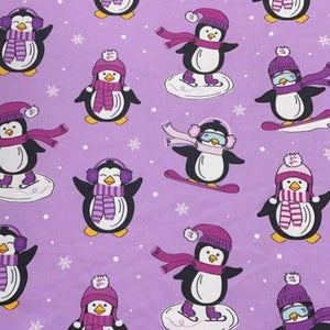 Purple 'Winter Waddle-land' Unisex Pajama Pants