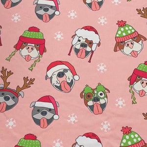 Pink 'Howly Jowly Christmas' Pit bull Pajamas