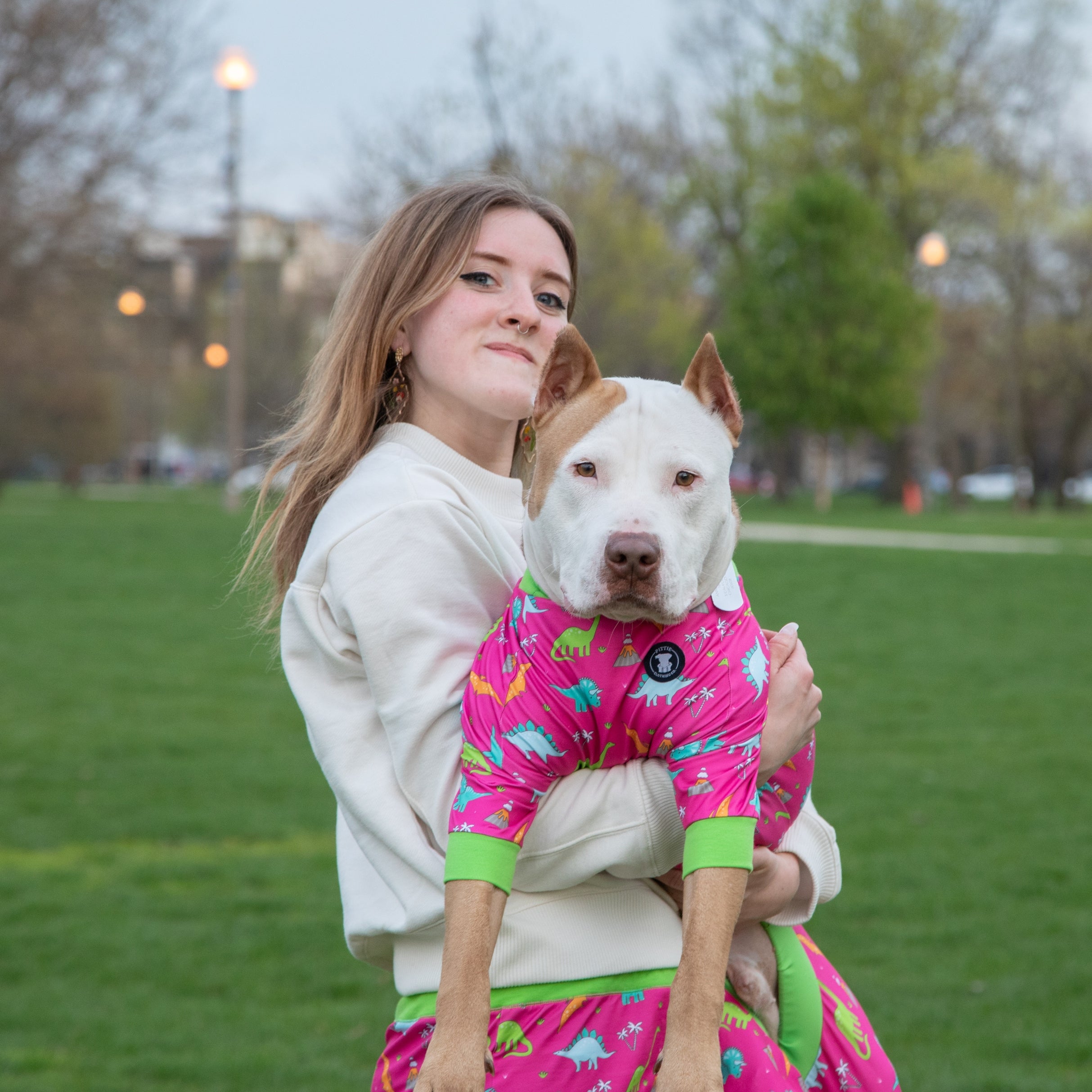 Pink Dino-Snore Pitbull Pajamas