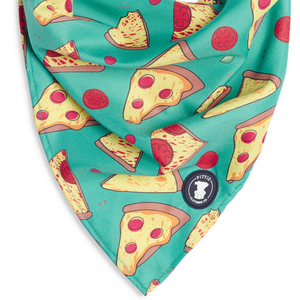 Teal Dog Bandana with Pizza Slices I Pittie Clothing Co.